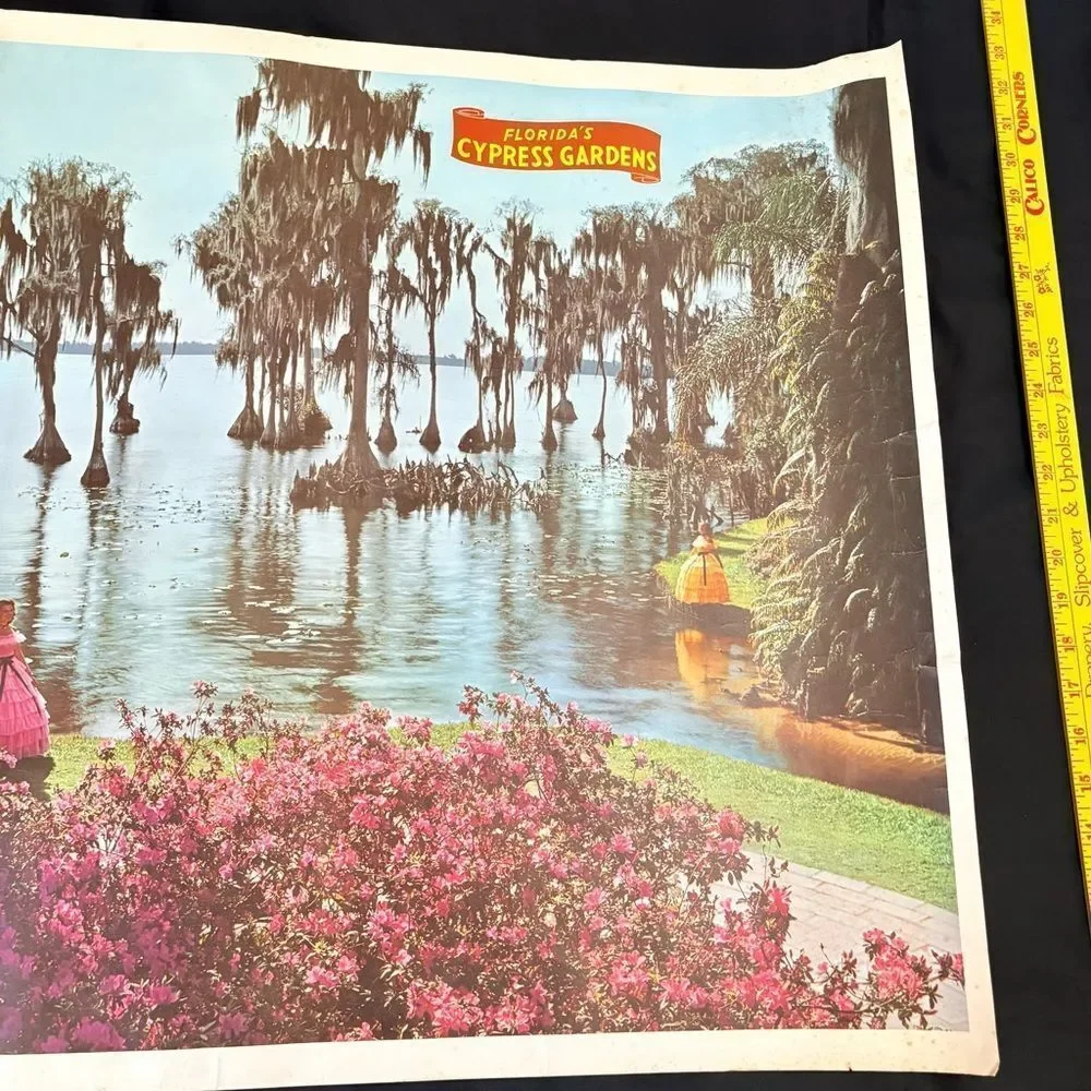 Vintage Florida Cypress Gardens Poster Southern Belle Spanish Moss Art Poster